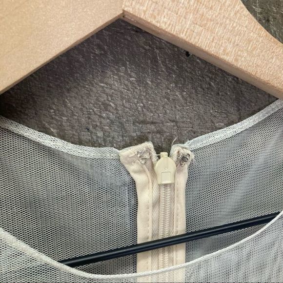 Julia Jordan Blue Appliqué Sheath Dress Mesh Illusion Neckline - Picture 7 of 10